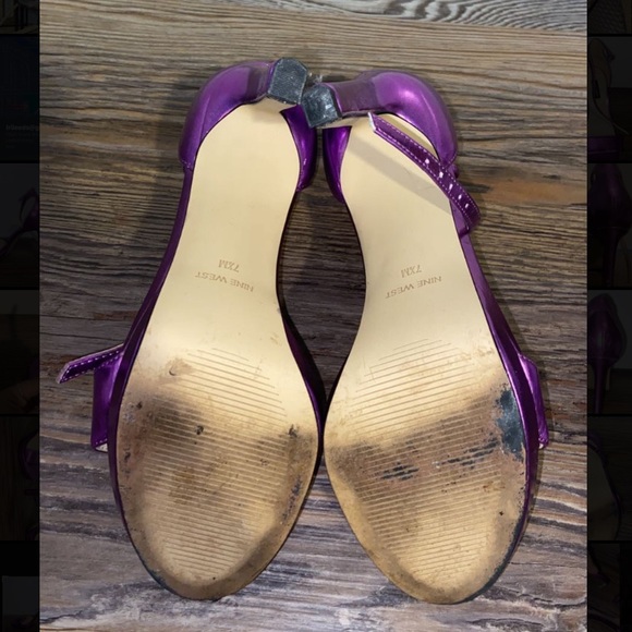 Nine West Metallic Purple Ankle Strap Heels - Picture 5 of 8